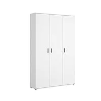 pegane armoire de rangement 3 portes coloris blanc - longueur 116 x profondeur 35 x hauteur 190 cm