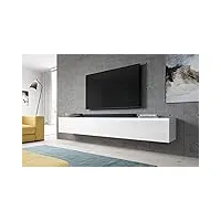 furnix lowboard bargo meuble tv bas, blanc, commode de 200 x 34 x 32 cm l x h x p (2 x 100), sans éclairage led, co;porte 2 compartiments avec porte « push click », montage mural possible