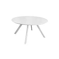 proloisirs table de jardin ronde seven en aluminium - blanc 150 cm