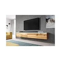 furnix lowboard bargo meuble tv bas, wotan, commode de 200 x 34 x 32 cm l x h x p (2 x 100), sans éclairage led, comporte 2 compartiments avec porte « push click », montage mural possible