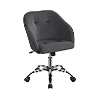 yaheetech chaise de bureau fauteuil ergonomique pivotante dossier inclinable à 360° en velours avec hauteur d'assise réglable pour la maison/le bureau gris