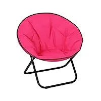 outsunny loveuse fauteuil rond de jardin fauteuil lune papasan pliable grand confort 80l x 80l x 75h cm grand coussin fourni oxford rose