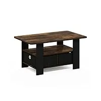furinno andrey table basse avec tiroir poubelle, engineered wood, pin ambré/noir, un pack