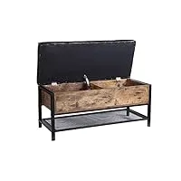 mymai banc avec espace de rangement, banc à chaussures avec assise rembourrée, coffre de lit rembourré, coffres multifonctions, métal et bois, pour entrée (100 x 40 x 47 cm)