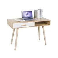 bureau informatique, table d’étude bureau avec tiroir blanc de style moderne de style moderne petit bois maison bureau de bureau simple pc bureau d'ordinateur portable for petit espace, facile à insta