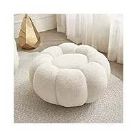 w&x mignon canapé simple reposant repose-pied pour living room bedroom,laine d'agneau citrouilles ottoman,rond créatif rembourré pouf-base en bois blanc 62x62x35cm(24x24x14inch)