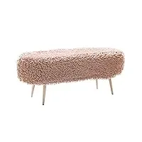 w&x velours doux rembourré pouf,moderne tabouret footrest avec pieds en métal doré pour la cuisine chambre salon,rond moelleux à fourrure ottoman-rose clair 92x37x37cm(36x15x15inch)