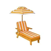 goplus chaise longue enfant avec parasol, transat de jardin extérieur pour bain de soleil, salon de jardin pour plage, camping, patio, charge 50kg, 92x49x106 cm