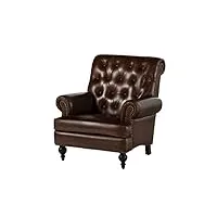 massivmoebel24.de fauteuil en cuir véritable marron chesterfield #105