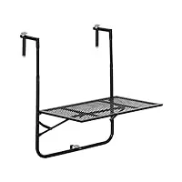 outsunny table de balcon suspendue en métal pliable et hauteur réglable dim. 60l x 60p x 57-72h cm - noir