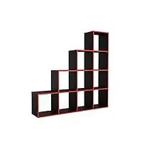 vicco étagère, noir/rouge/rouge, 142.4 x 143 cm