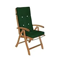detex 6x coussins de chaise vert 100% polyester pour chaise à dossier haut salon de jardin extérieur siège confortable