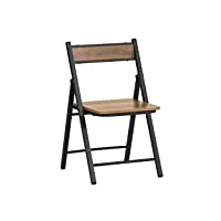 sobuy chaise pliante robuste en bois et métal chaise visiteur chaise pliable style industriel pour cuisine, bureau 46 x 48 x 80 cm, fst88-pf