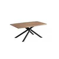table à manger betia - noir et naturel - plateau rectangulaire - 180 x 90 x 75 cm - pieds en métal