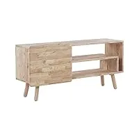 meuble tv armoire 1 porte rangement 2 compartiments bois d'hévéa clair westfield