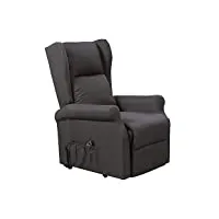 cribel arlette d fauteuil relax électrique à 2 moteurs, inclinable, avec fonction lève-sona, bois métal polyuréthane, gris fumé, tu