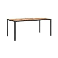 vidaxl bois d'acacia table de jardin table de salle à manger de patio table à dîner d'extérieur terrasse 190x90x75 cm résine tressée noir