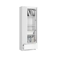 adgo r60 2d 1sz clp bibliothèque avec 2 portes et tiroir, avec compartiments, étagère réglable, étagère de bureau, armoire, étagère de classeurs, étagère murale (livraison en 2 paquets) (blanc)