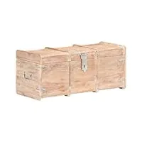 coffre de rangement 90 x 40 x 40 cm en bois d'acacia massif + dimensions : 90 x 40 x 40 cm