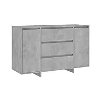 vidaxl buffet avec 3 tiroirs armoire latérale meuble de rangement armoire de rangement salle de séjour intérieur gris béton 120x41x75 cm aggloméré