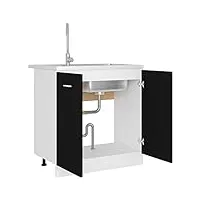 wakects meuble de cuisine sous évier, meuble sous évier avec 2 portes, meuble de cuisine sous évier en aggloméré, 80 w x 46 w x 81,5 h cm, noir