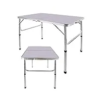 table de camping pliante portable en aluminium de 90 cm de large - 2 hauteurs réglables - table de pique-nique rectangulaire pour cuisine, dîner, restauration, buffet