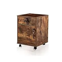 tukailai 1 caisson de bureau à roulettes avec 1 tiroir et 1 armoire de rangement avec roulettes pour dossiers juridiques - design anti-inclinaison pour la maison et le bureau - noir et marron