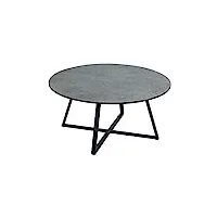 tousmesmeubles table basse ronde acier/céramique anthracite mat - janie - l 85 x l 85 x h 40 cm - neuf