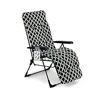 kadax fauteuil de jardin avec dossier réglable - structure en acier revêtu par pulvérisation - charge maximale : 110 kg - chaise longue de jardin avec coussin (carré, vert/blanc)