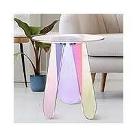 table d'appoint ronde en acrylique irisé, table de chevet colorée avec dessus en verre irisé - table basse transparente pour petits espaces, bistro, extérieur