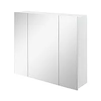 kleankin armoire murale de salle de bain avec 3 portes miroir et étagères réglables en mdf blanc dim. 70l x 15l x 60h cm