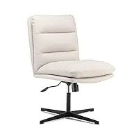 leagoo chaise de bureau à dossier moyen sans roues, rembourrée en polyuréthane, ergonomique, confortable, réglable et inclinable, chaise pivotante à roulettes sans accoudoirs