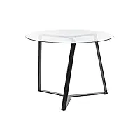 table à manger moderne ronde glamour ⌀ 100 cm 4 places en verre trempé plateau noir kebri