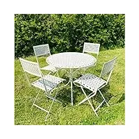 l'héritier du temps salon de jardin auguste 4 places table et chaises de jardin ensemble pliable d'extérieur en métal blanc
