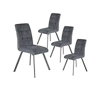 altobuy john - lot de 4 chaises capitonnées gris