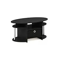 furinno jaya table basse ovale avec poubelle, engineered wood, americano/acier inoxydable/noir, lot de 1