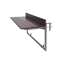 gdmokle table de balcon rabattable, table suspendue avec 5 hauteurs réglables pour extérieur jardin terrasse, table en profilé d'aluminium pliante de garde-corps