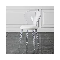 mnssrn chaise en cristal acrylique transparent, chambre à coucher/chaise de restauration chaise transparente, chaise fantôme en acrylique, chaise esthétique du bureau de cuisine,blanc
