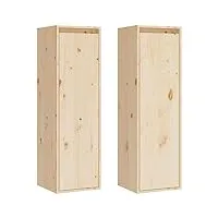 vidaxl 2x bois de pin massif armoires murales armoires flottantes armoires suspendues meubles de rangement salon maison 30x30x100 cm