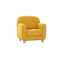miliboo fauteuil enfant scandinave tissu effet velours jaune moutarde et bois clair norkid