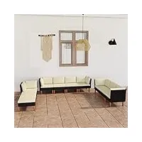 festnight salon de jardin extérieur,sofa de terrasse, canapé d'extérieur, meuble de terrasse résine,ensemble lounge en polyrattan,avec coussins,5x d'angle + 3x central + 2x repose-pied