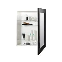 zenna home, noir armoire à pharmacie réversible avec miroir encadré, 62,5 cm. x 77,8 cm, métal et verre, 24,62 x 30,62 inches