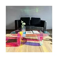 botabay lot de 5 tables basses en acrylique transparent irisé pour salon - table d'appoint colorée - table d'appoint ronde avec dessous de verre