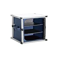 bakaji table meuble cuisine de camping picnic armoire pliable structure en métal et tissu 3 étages intérieurs buffet camping fermeture avec fermeture éclair bleu mallette transport avec poignées
