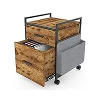 eureka ergonomic caisson de bureau avec 2 tiroirs à roulettes placard de rangement bureau mobile en bois avec compartiment ouvert, pour format a4 et dossier suspendu 43.5x40x59cm