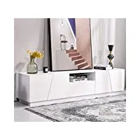 azkoeesy meuble tv bas blanc 170 cm - 4 portes et 1 tiroir (blanc sans led)