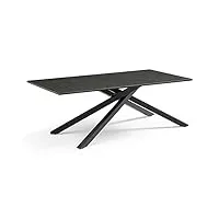 meubletmoi table basse 120x60 cm en céramique gris anthracite et pied torsadé en métal noir - utah 05