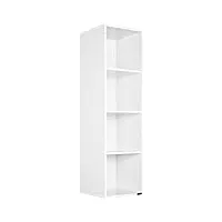 casaria Étagère bibliothèque blanc 106 x 30 x 30 cm meuble de rangement intérieur 4 compartiments