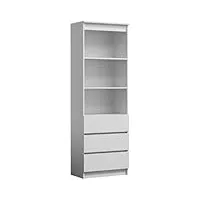 adgo rs-60 bibliothèque avec 3 étagères et 3 tiroirs, armoire, étagère de rangement, étagère de bureau, étagère de dossier, meuble de bureau, étagère murale (livrée en 2 paquets) (blanc)