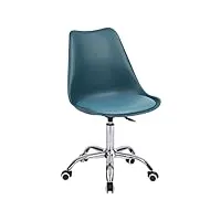 happy garden chaise de bureau bleue anne, chaise de travail, siège de bureau à roulettes, pivotant et réglable en hauteur